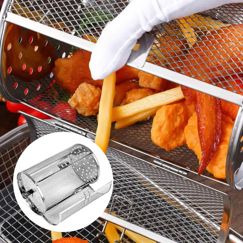 Grilleur en Acier Inoxydable Auto-rotatif pour une Cuisson Uniforme
