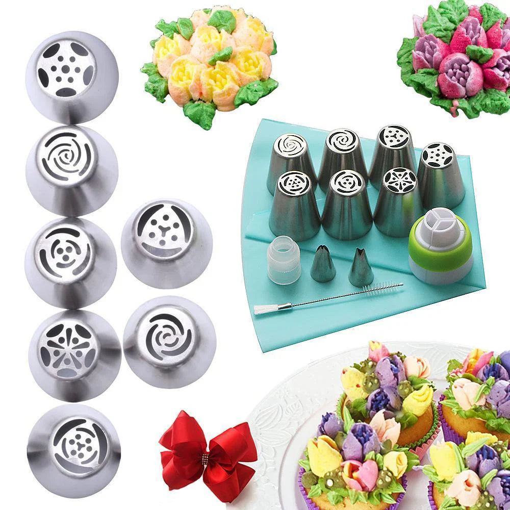 Set de Douilles en Acier Inoxydable pour une Décoration Créative de Gâteaux (13 Pcs)