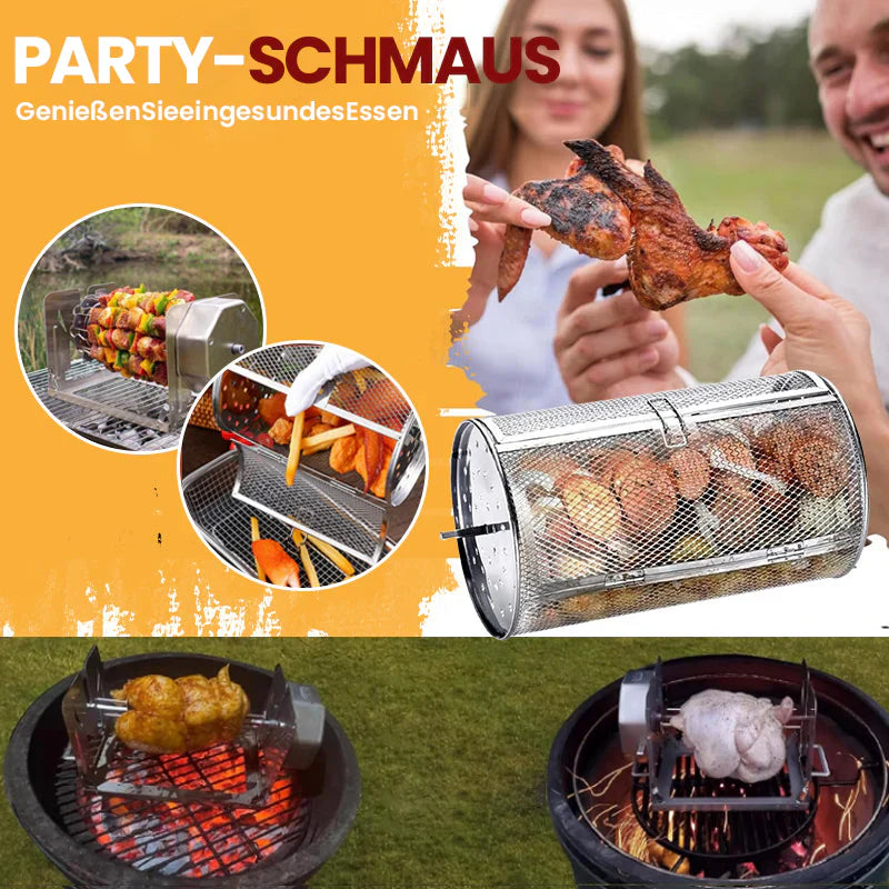 Grilleur en Acier Inoxydable Auto-rotatif pour une Cuisson Uniforme