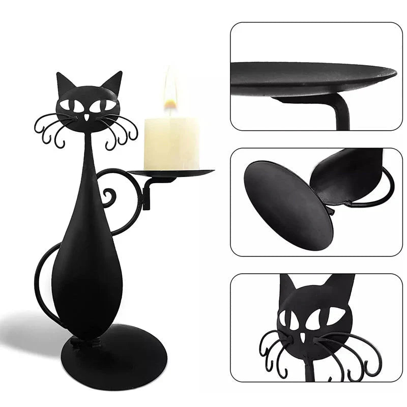 Porte-bougie Décoratif en Forme de Chat