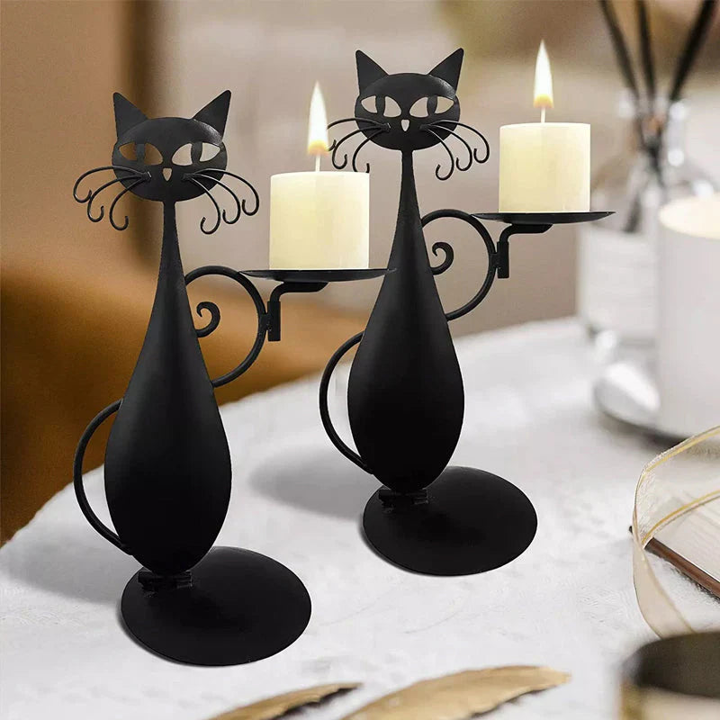 Porte-bougie Décoratif en Forme de Chat