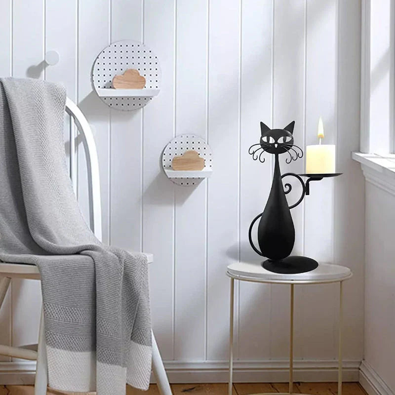 Porte-bougie Décoratif en Forme de Chat