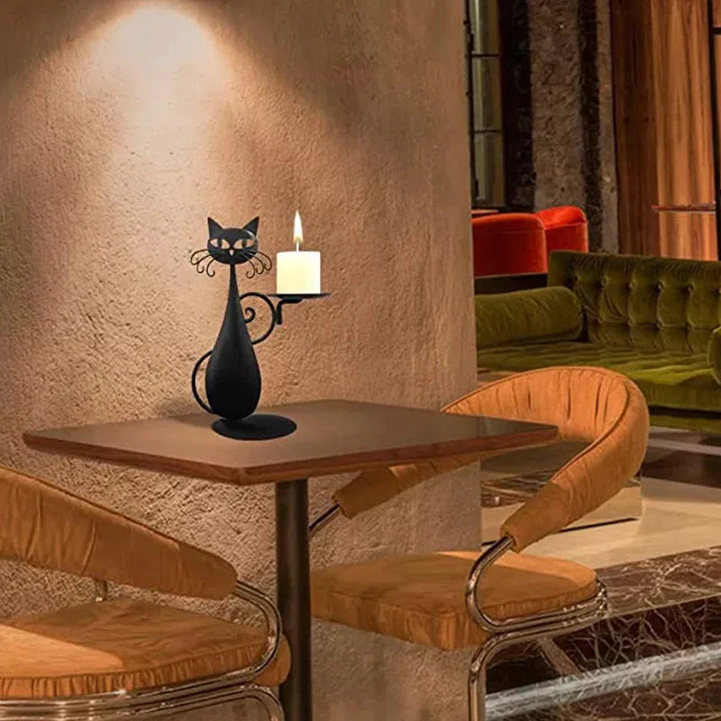 Porte-bougie Décoratif en Forme de Chat