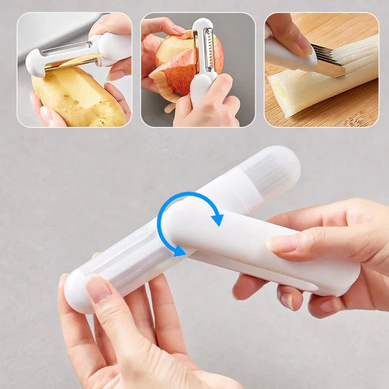 Couteau à Éplucher Rotatif Multifonctionnel 3 en 1