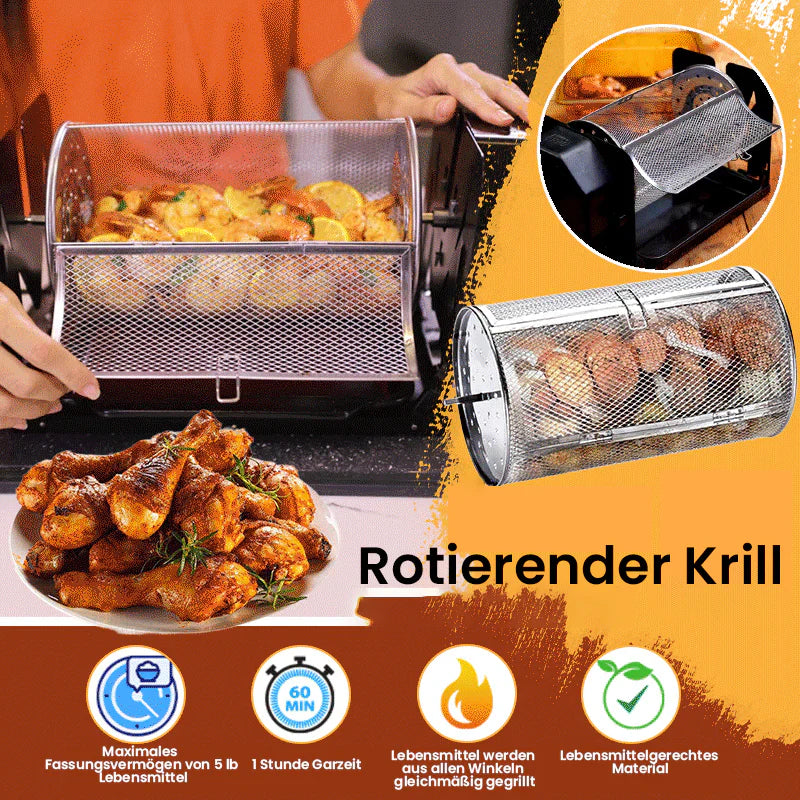 Grilleur en Acier Inoxydable Auto-rotatif pour une Cuisson Uniforme