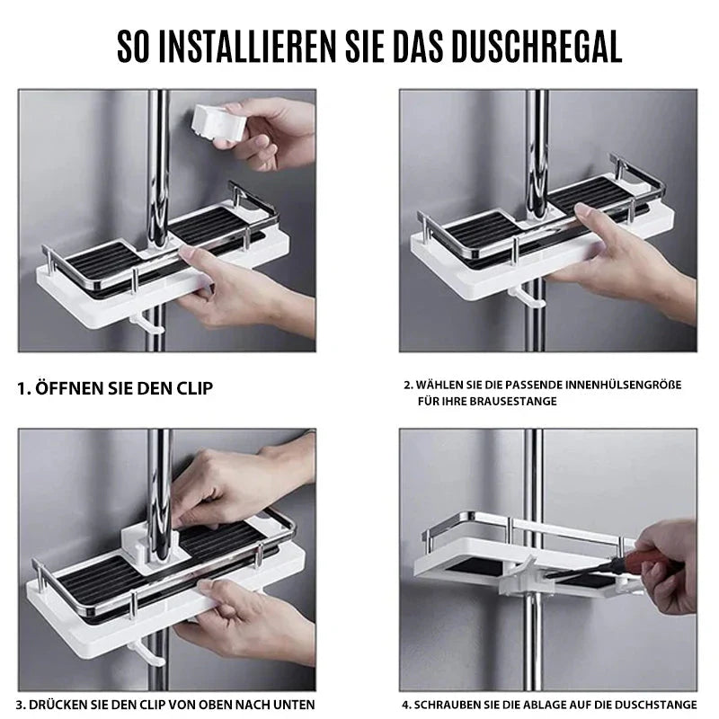 Étagère de Douche Ajustable pour Montage sur Barre