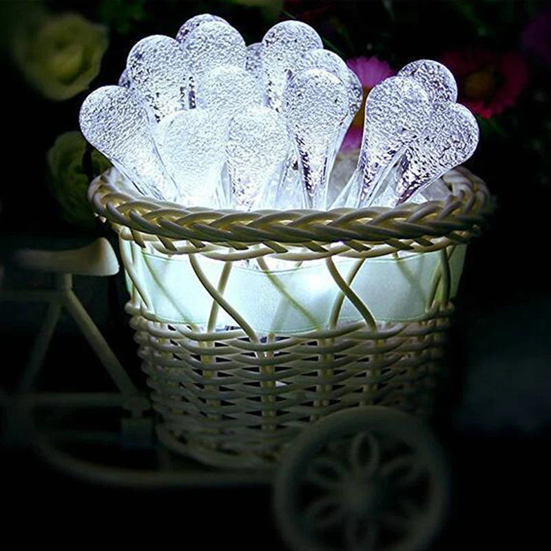Chaîne Lumineuse Solaire Étanche à Del en Forme de Goutte