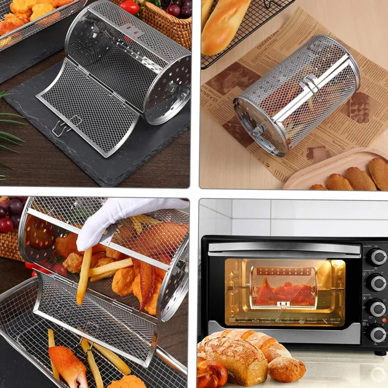 Grilleur en Acier Inoxydable Auto-rotatif pour une Cuisson Uniforme