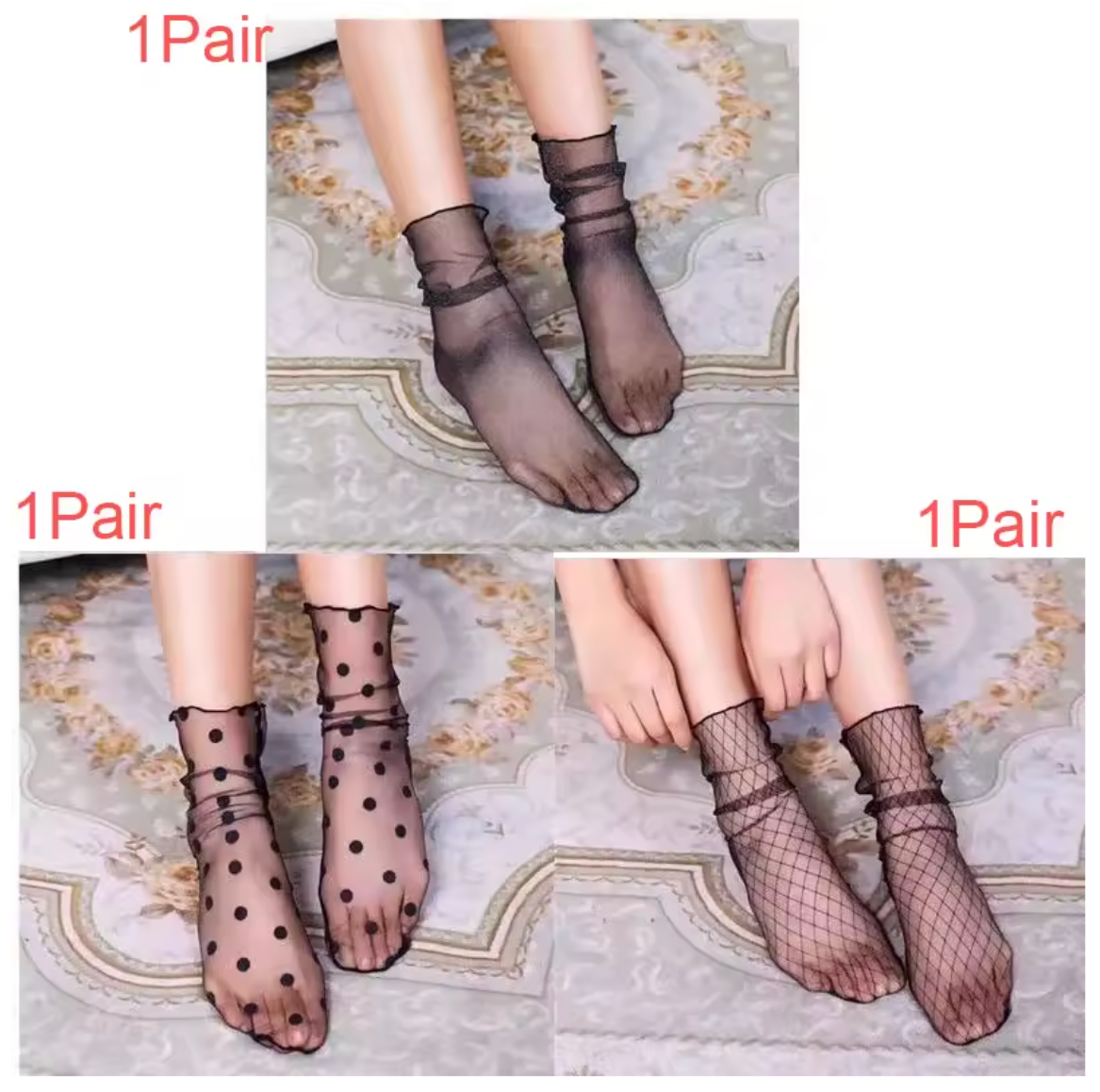 Chaussettes Aspect Soie (3 Pcs)