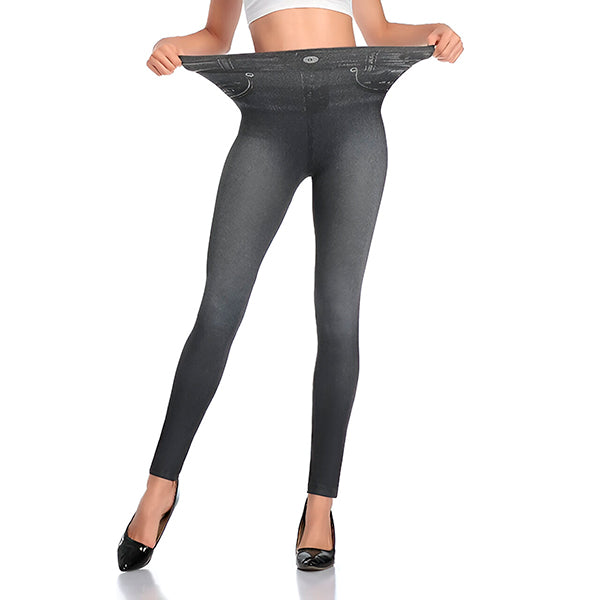 Confortable Legging en Denim avec Taille Haute