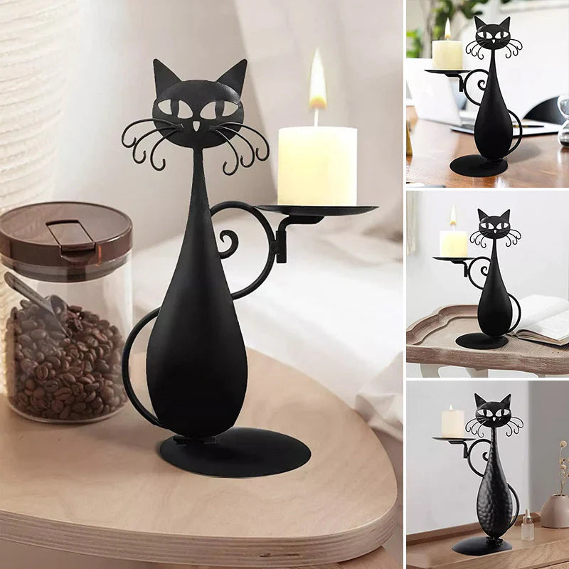 Porte-bougie Décoratif en Forme de Chat