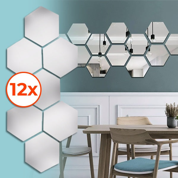 Autocollants Muraux Miroir avec Effet 3d - Design D' Intérieur Élégant (12 Pièces)