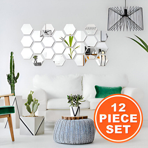 Autocollants Muraux Miroir avec Effet 3d - Design D' Intérieur Élégant (12 Pièces)