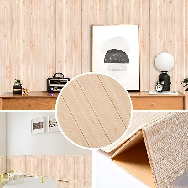 Panneaux Décoratifs 3d en Bois Autocollants (5 Pcs)