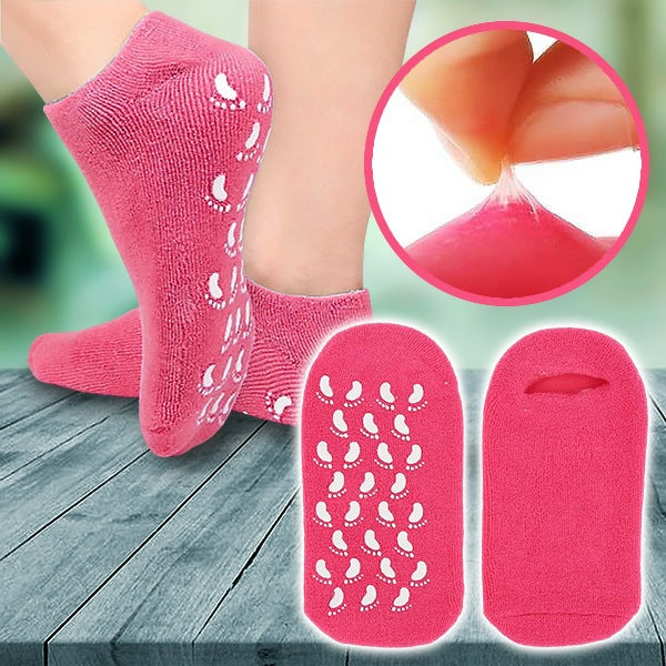 Chaussettes de Soin des Pieds en Silicone Rose
