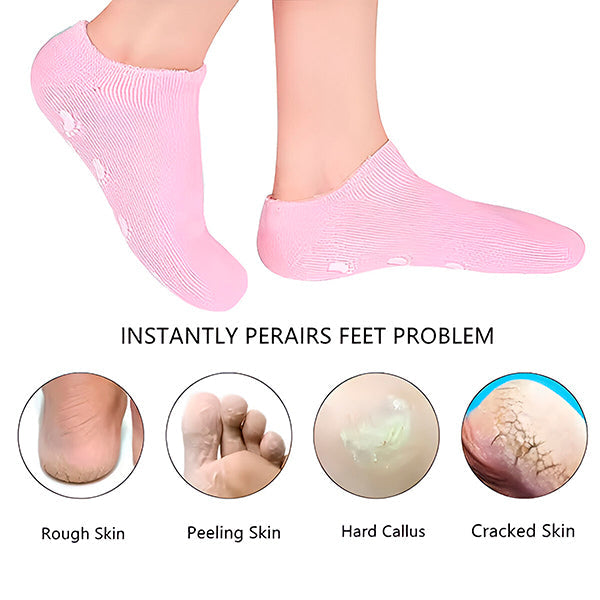 Chaussettes de Soin des Pieds en Silicone Rose