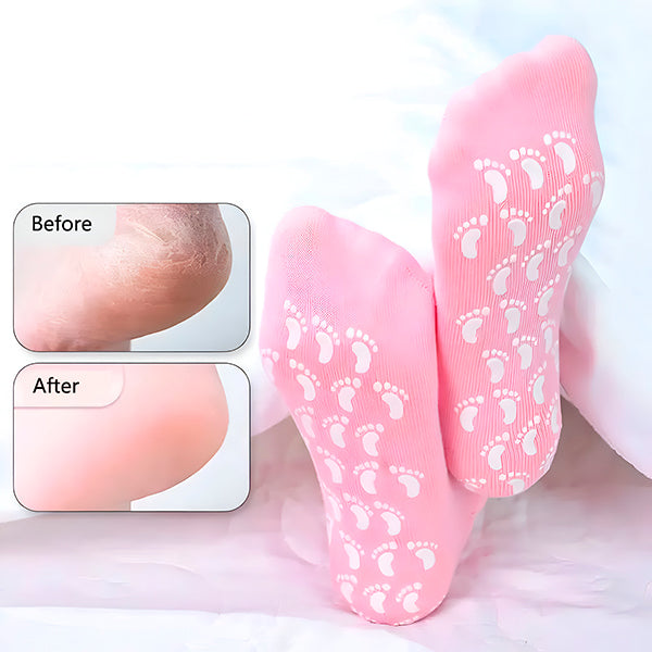 Chaussettes de Soin des Pieds en Silicone Rose