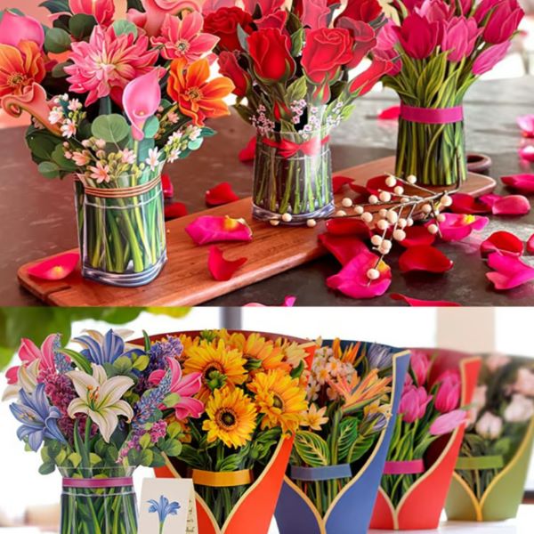 Bouquet Décoratif en 3d avec Carte