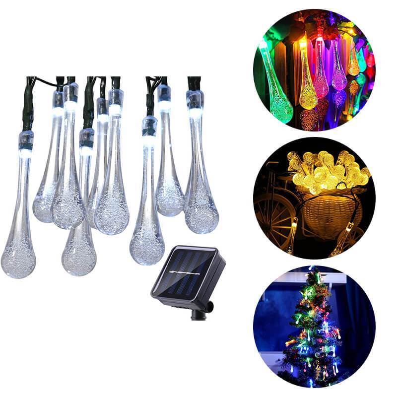 Chaîne Lumineuse Solaire Étanche à Del en Forme de Goutte