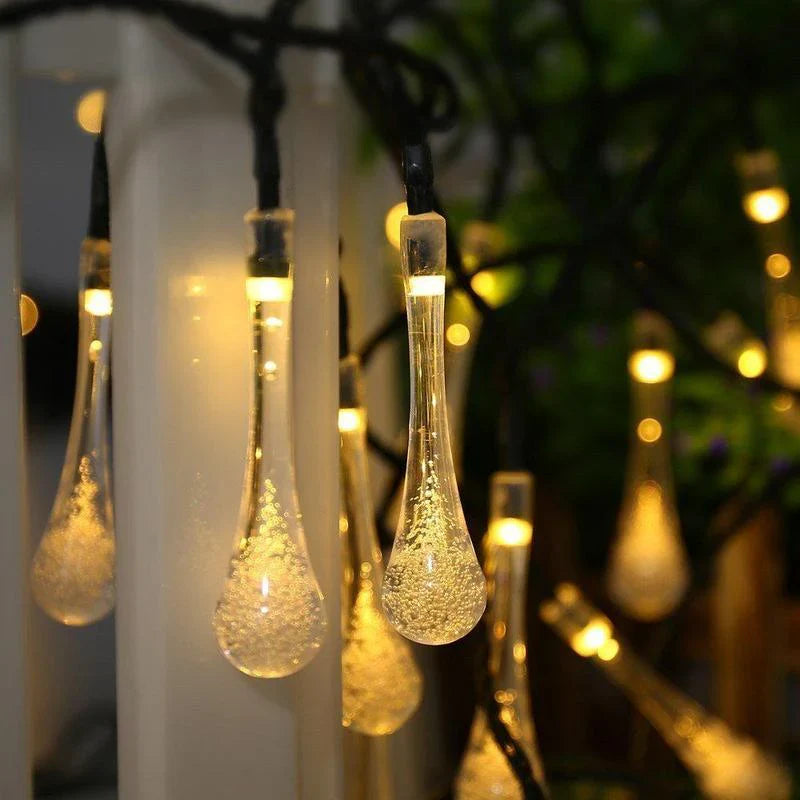 Chaîne Lumineuse Solaire Étanche à Del en Forme de Goutte