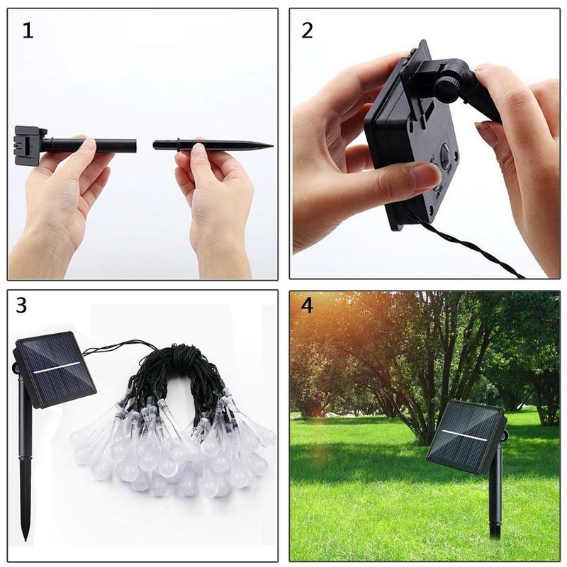 Chaîne Lumineuse Solaire Étanche à Del en Forme de Goutte