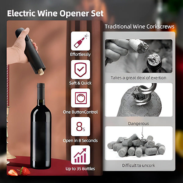 Ouvreur de Bouteille Électrique avec Accessoires
