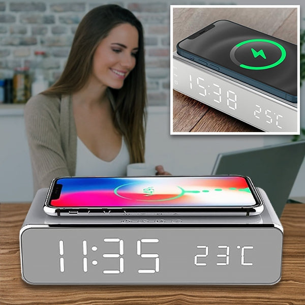Chargeur 3 en 1 Pratique avec Affichage de L' Heure et de la Température