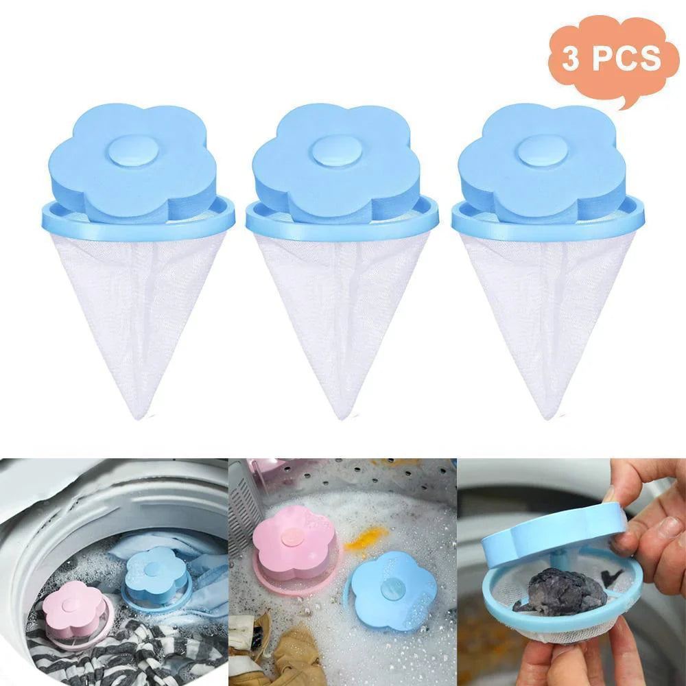 Sacs Filtres pour Lave - Linge pour Éliminer les Cheveux et les Peluches (3 Pcs)