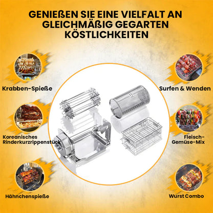 Grilleur en Acier Inoxydable Auto-rotatif pour une Cuisson Uniforme