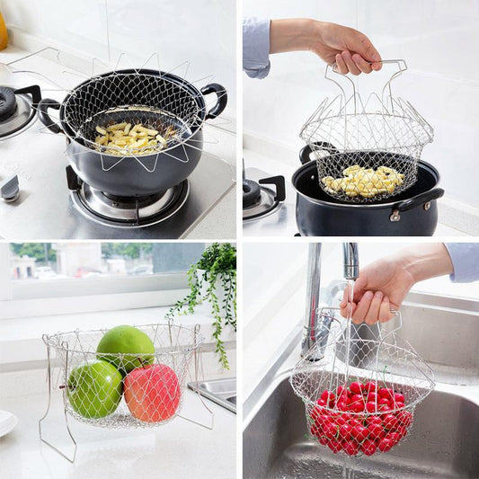 Panier à Tamis Flexible en Acier Inoxydable pour la Cuisson et la Friture