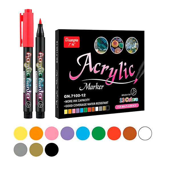 Set de Stylos à Encre Acrylique (12 Couleurs)