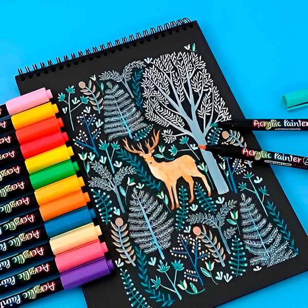 Set de Stylos à Encre Acrylique (12 Couleurs)