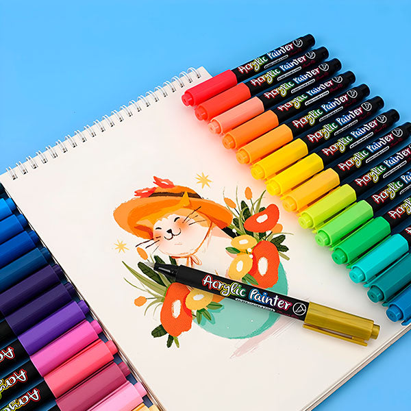 Set de Stylos à Encre Acrylique (12 Couleurs)