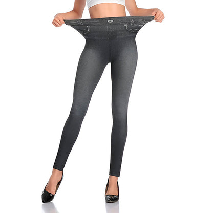 Confortable Legging en Denim avec Taille Haute