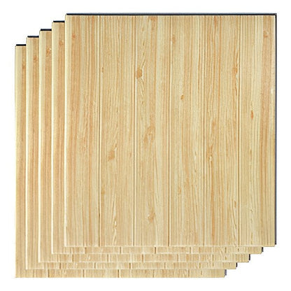 Panneaux Décoratifs 3d en Bois Autocollants (5 Pcs)