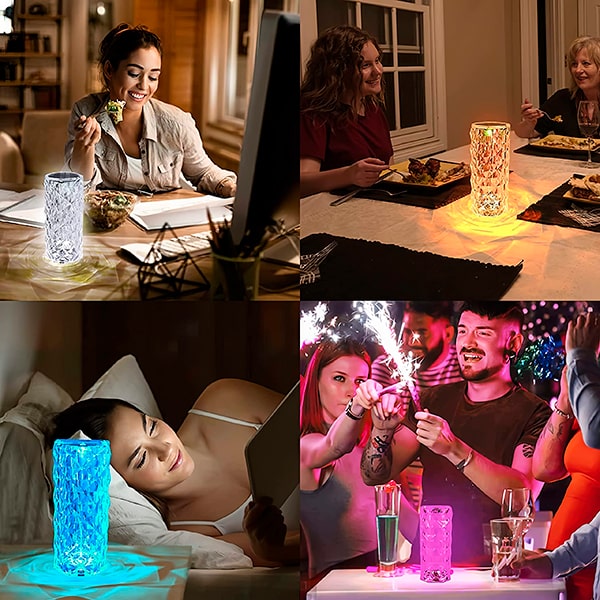 Elégante Lampe en Cristal avec 3 Couleurs