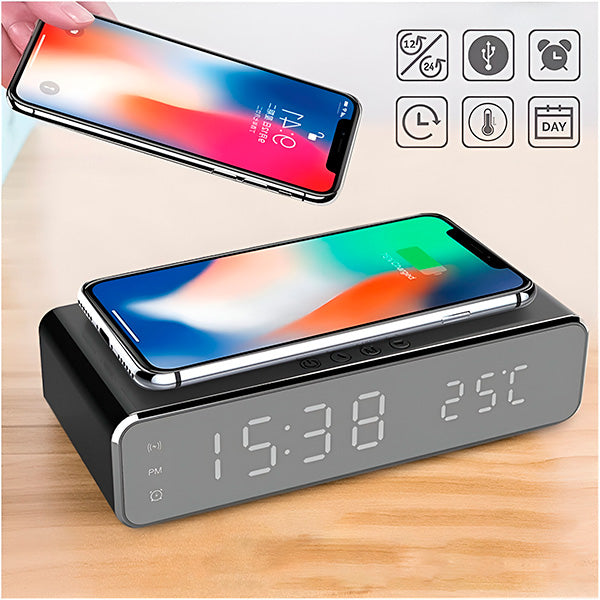 Chargeur 3 en 1 Pratique avec Affichage de L' Heure et de la Température