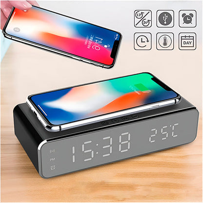 Chargeur 3 en 1 Pratique avec Affichage de L' Heure et de la Température