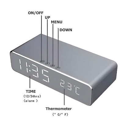Chargeur 3 en 1 Pratique avec Affichage de L' Heure et de la Température